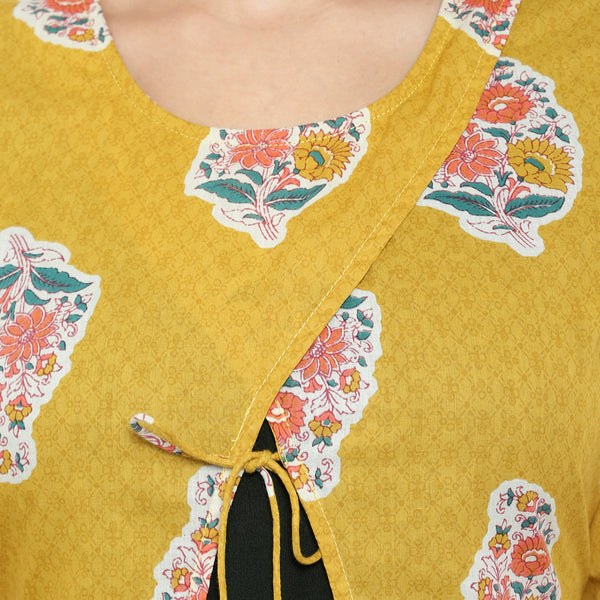 Mustard Yellow & Emerald Green Printed Ethnic Suit Set with Dupatta