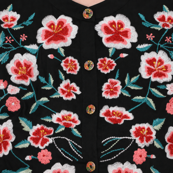 🌸 Midnight Bloom Embroidered Rayon Kurta Set with Dupatta