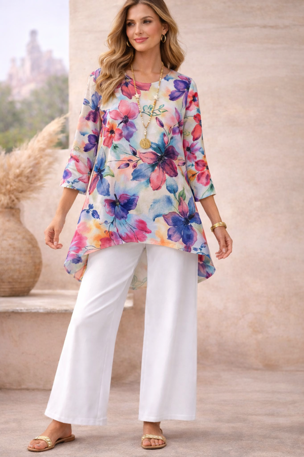 πΈ Spandex Floral Printed Top & Pant Set πΈ