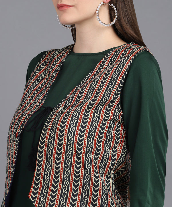 🌺 Women’s Ethnic Printed Jacket Kurti & Palazzo Set