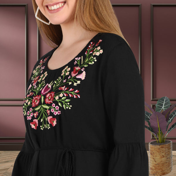 Graceful Charm: Women’s Embroidered Ankle Length Kurti