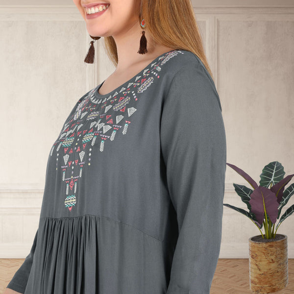 Timeless Elegance: Women's Embroidered Ankle Length Kurti