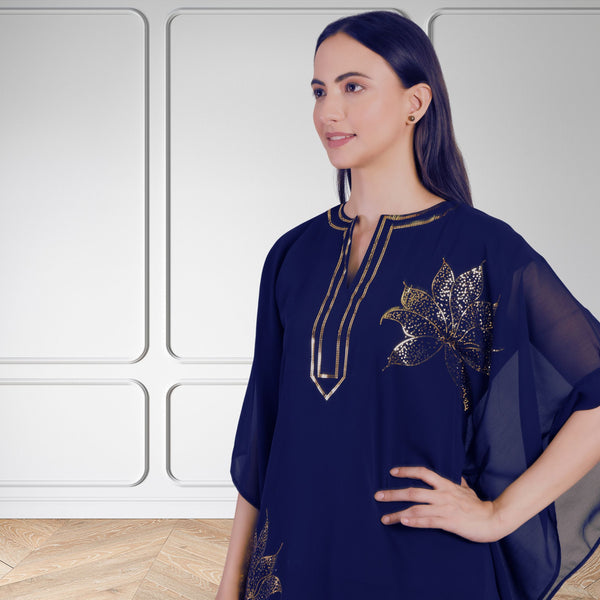Women's Sequins Motifs Embellished Georgette Kaftan Pant Set – Elegant Party & Festive Wear