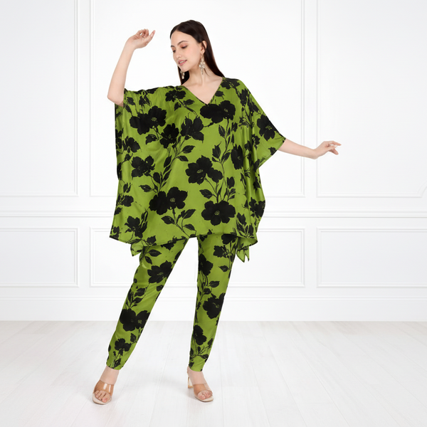 Women’s Floral Printed Kaftan Pant Co-Ord Set – Stylish & Comfortable Lounge Wear
