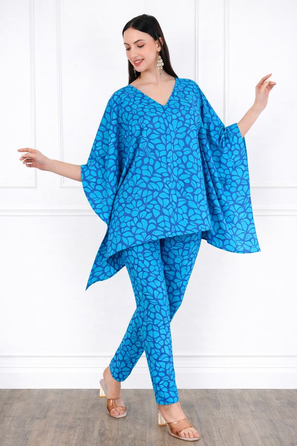 Women’s Floral Printed Kaftan Pant Co-Ord Set – Stylish & Comfortable Lounge Wear