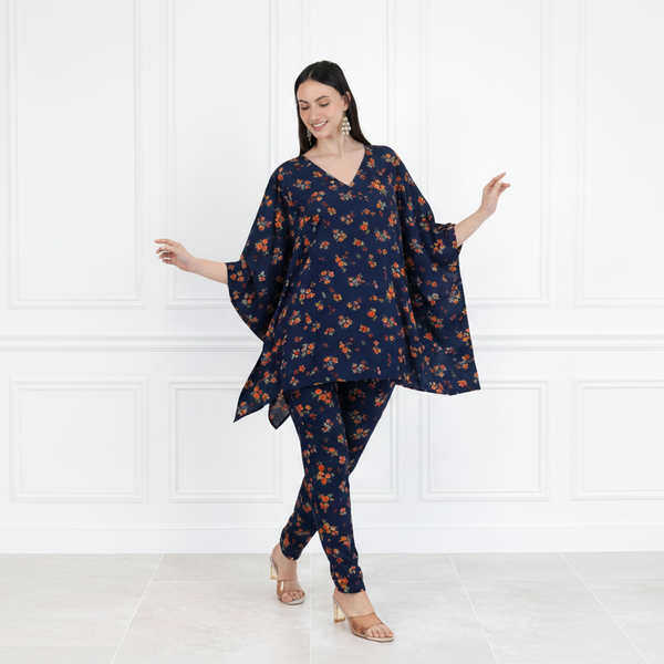 Women’s Floral Printed Kaftan Pant Co-Ord Set – Stylish & Comfortable Lounge Wear