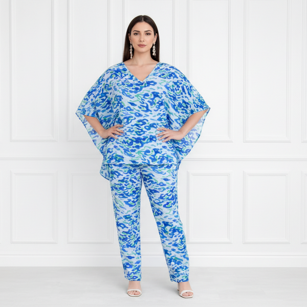 Women’s Floral Printed Kaftan Pant Co-Ord Set – Stylish & Comfortable Lounge Wear