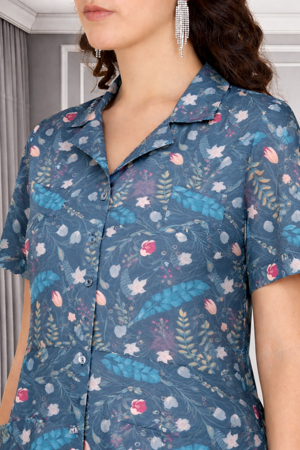 Floral Print Spandex Kurti Pant Co-Ord Set for Women ๐ธ