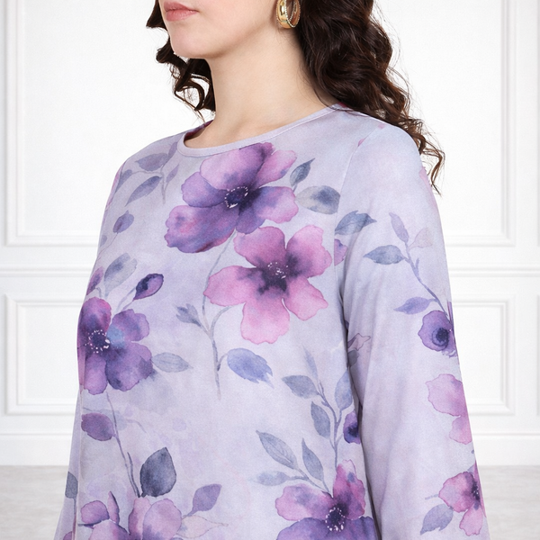 Floral Printed Spandex Kurti Pant Co-Ord Set for Women | Stretchable Printed Pant with Matching Kurti