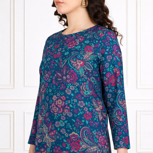 Floral Printed Spandex Kurti Pant Co-Ord Set for Women | Stretchable & Stylish Ethnic Wear