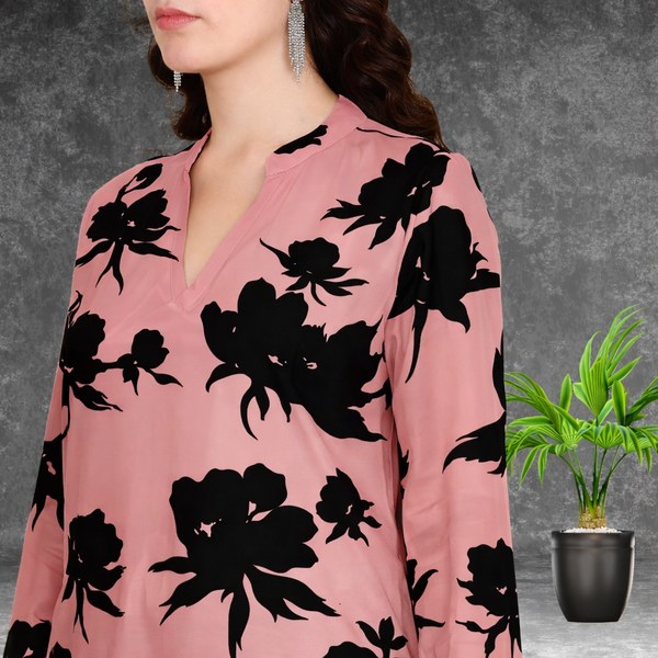🌸 Floral Print Spandex Kurti Pant Co-Ord Set 🌸