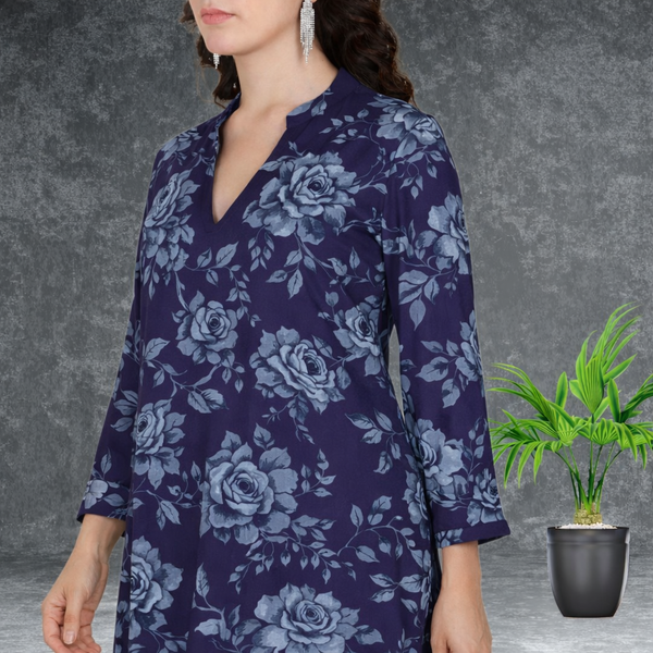 🌸 Floral Print Spandex Kurti Pant Co-Ord Set 🌸