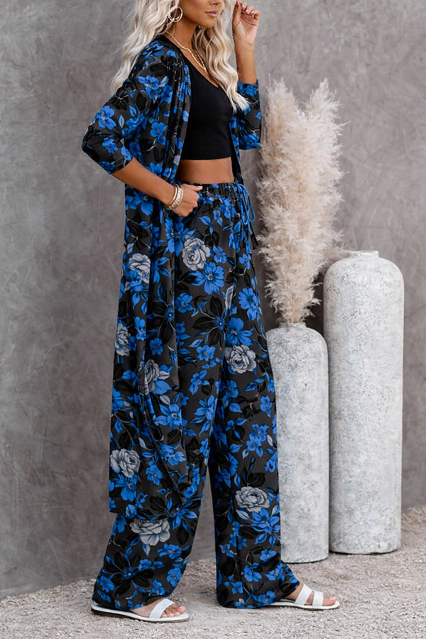 πΈ Women Floral Printed Spandex Shrug, Top & Pant β 3-Piece Co-Ord Set πΈ