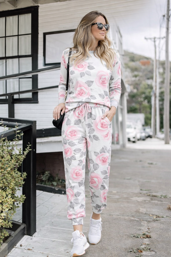 🌸 Women’s Floral Printed Spandex Top & Jogger Pant Co-Ord Set 🌸