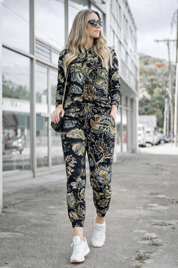 🌸 Women’s Floral Printed Spandex Top & Jogger Pant Co-Ord Set 🌸