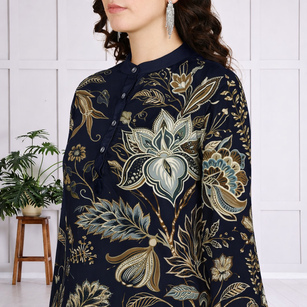 Floral Print Spandex Kurti Pant Co-Ord Set for Women | Stretchable & Stylish Ethnic Wear