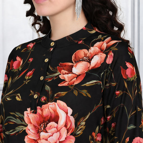 🌸 Floral Print Spandex Kurti Pant Co-Ord Set for Women | Stretchable & Stylish Ethnic Wear 🌸