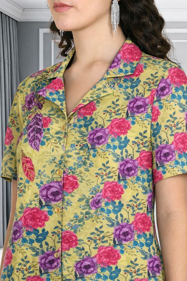 Floral Print Spandex Kurti Pant Co-Ord Set for Women ๐ธ