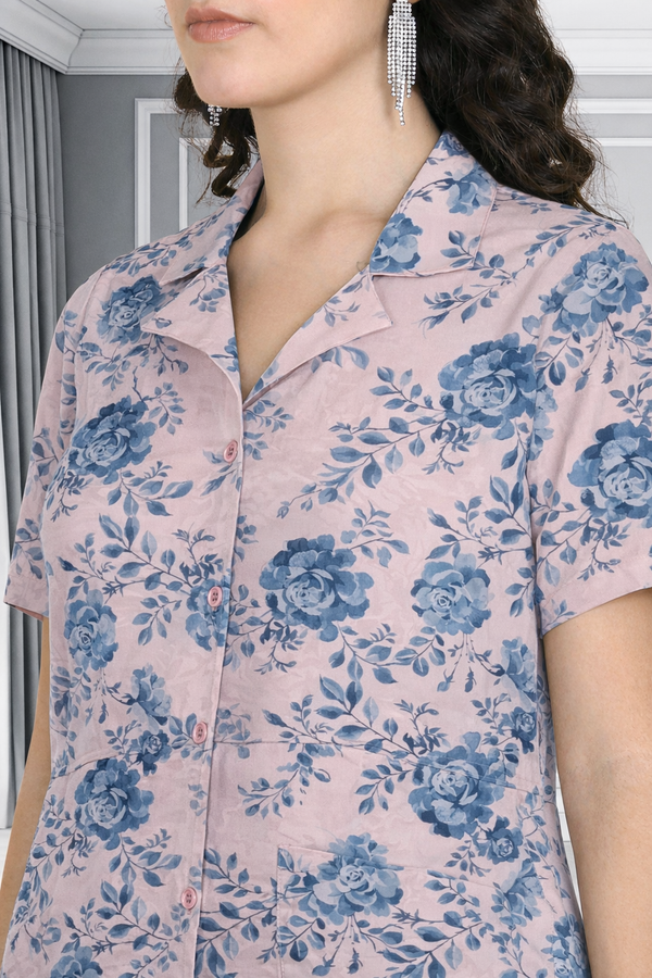 Floral Print Spandex Kurti Pant Co-Ord Set for Women ๐ธ