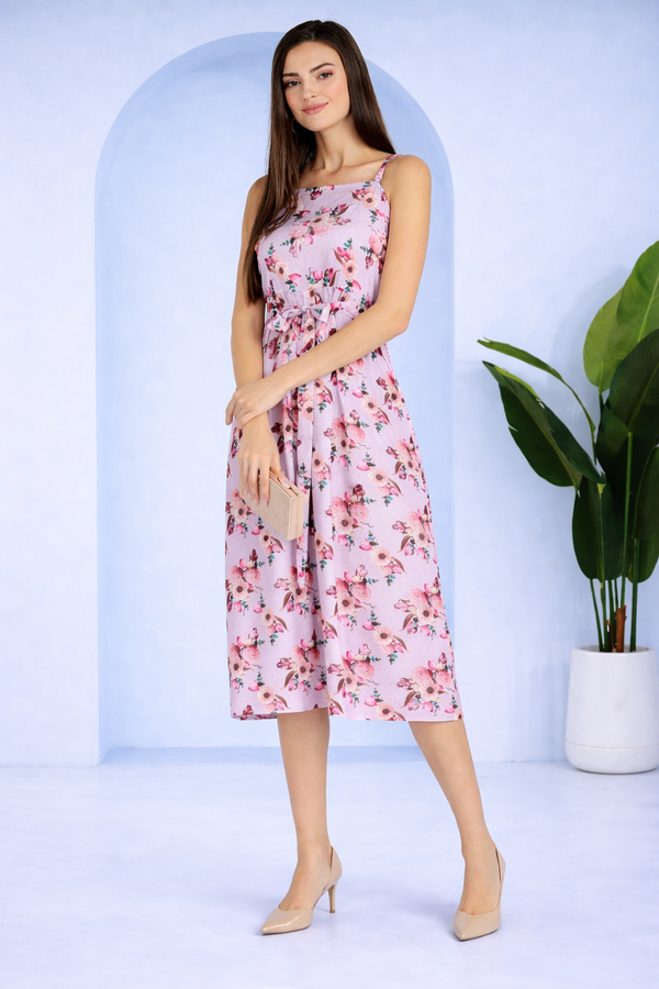 Summer Breeze Spaghetti Strap Floral Crepe Dress
