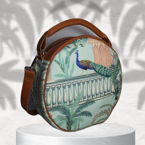 Mughal Garden Print Canvas Sling Bag