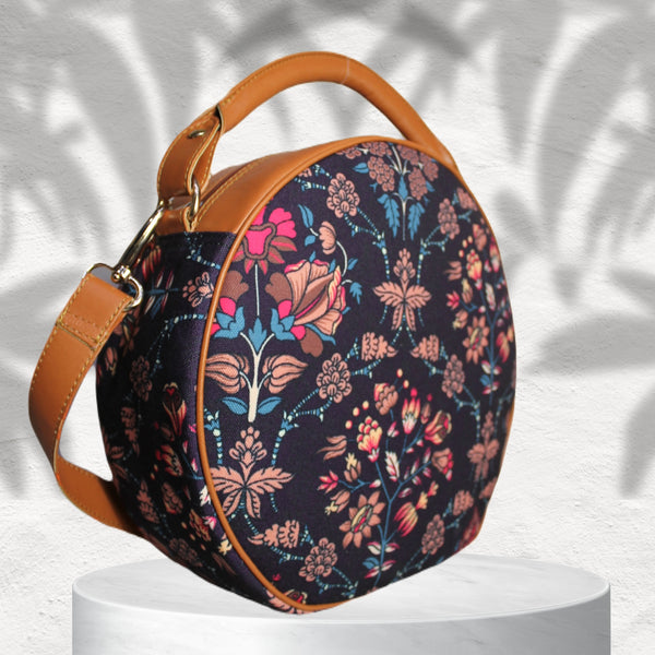 Floral Paisley Motifs Print Canvas Sling Bag