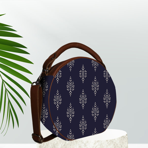 Blue Paisley Print Canvas Sling Bag