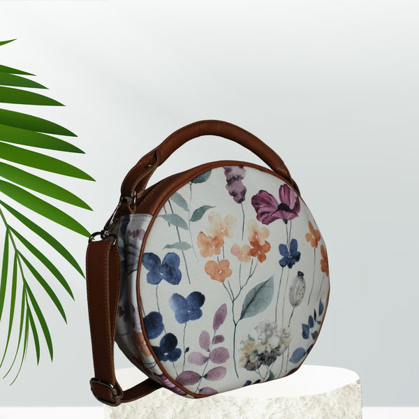 Watercolor Print Canvas Sling Bag