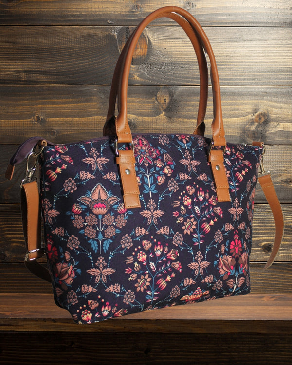 Ethnic Floral Paisley Print Canvas Tote Bag
