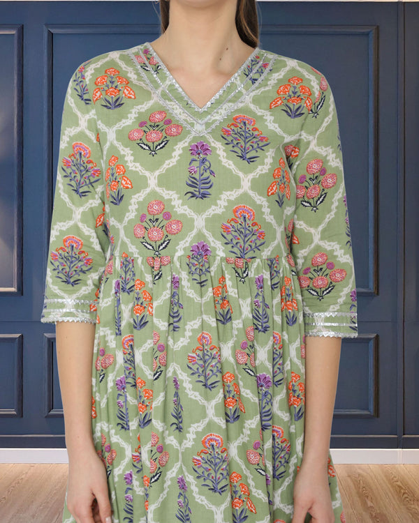 🌸 Ethnic Cotton Printed Kurti Palazzo Set for Women