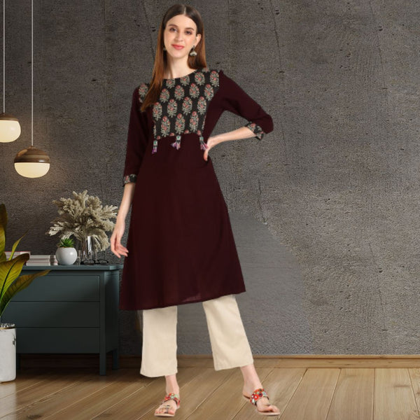 Women Block Print Cotton Rayon A-line Kurta pant set