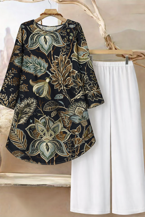 πΈ Spandex Floral Printed Top & Pant Set πΈ