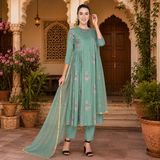 🌸 Women’s Ethnic Printed anarkali Kurti & Pant Set  with dupatta