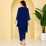 Women Georgette Asymmetric Kurta Pant Set INDW 02 BLUE