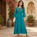 Graceful Charm: Women’s Embroidered Ankle Length Kurti