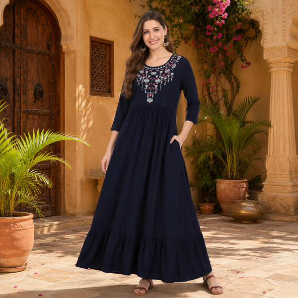 Elegant Comfort: Women's Embroidered  Kurti