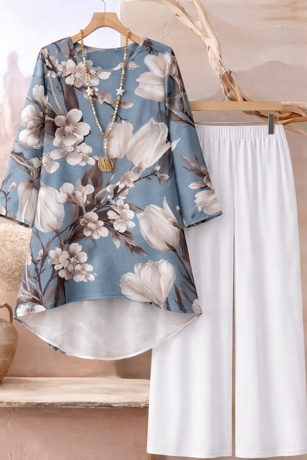 🌸 Spandex Floral Printed Top & Pant Set 🌸