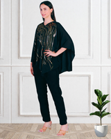 Women's Sequins Motifs Embellished Georgette Top Pant Set