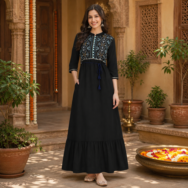 Timeless Elegance: Women's Embroidered Ankle-Length Kurti
