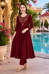 3-Piece Embroidered Rayon Kurti Combo – Elegant Ethnic Collection