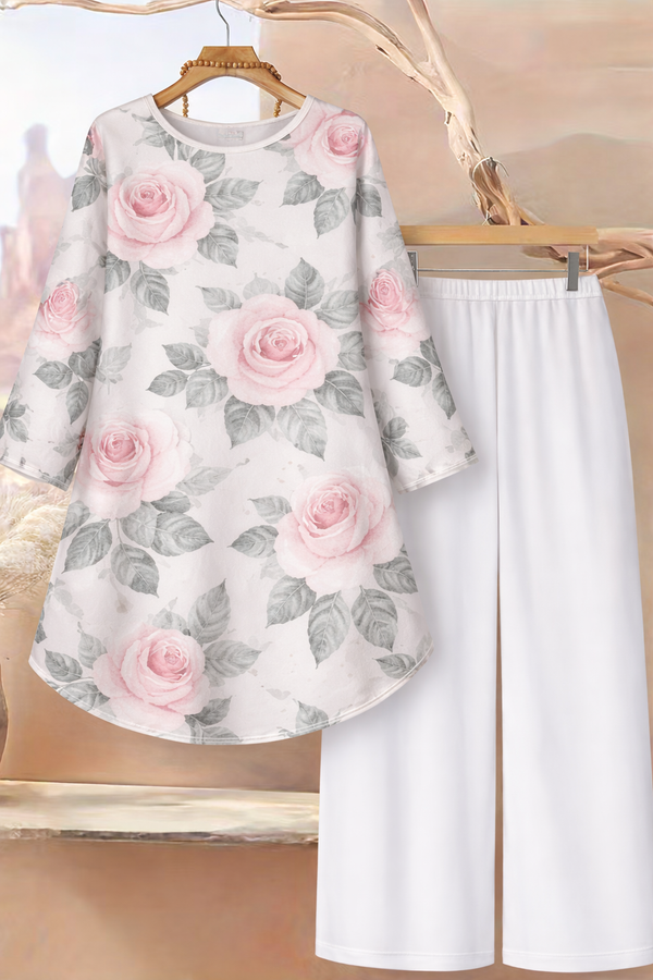 🌸 Spandex Floral Printed Top & Pant Set 🌸