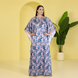 Blossom Satin Kaftan – Elegant Floral Print Lounge & Resort Wear