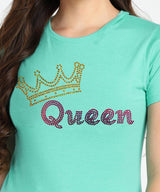 Women's Sequins Motifs Embellished Cotton T-shirt