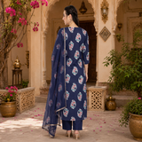 Ethnic Print Cape Kurti pant dupatta Set
