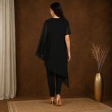Women Sequins Motifs Embellished Asymmetric Kurti Pant Set