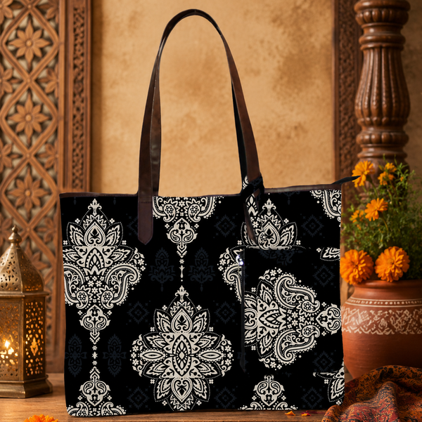ETHNIHIC BIG PAISLEY PRINT TOTE BAG