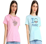 Women's Cotton Sequin Motif T-Shirt Combo