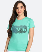 Women Sequins Motifs Embellished Cotton T-shirt