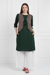 🌺 Women’s Ethnic Printed Jacket Kurti & Palazzo Set