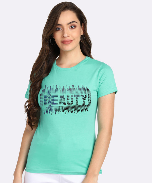 Sparkle Every Day with the Pack of 2 Women's Cotton Sequins Motifs T-Shirts